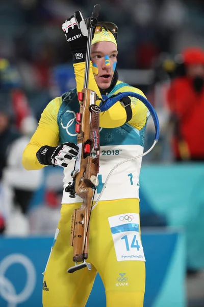 Pyeongchang Corea Del Sur Febrero 2018 Medallista Plata Sebastian Samuelsson — Foto de Stock