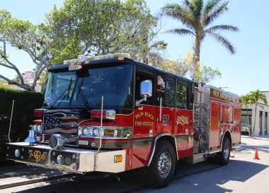 Palm Beach, Florida - 21 Mart 2018: Palm Beach itfaiye motoru 97 Palm Beach, Florida.