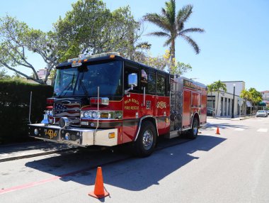 Palm Beach, Florida - 21 Mart 2018: Palm Beach itfaiye motoru 97 Palm Beach, Florida.