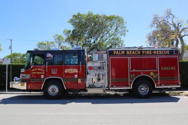 Palm Beach, Florida - 21 Mart 2018: Palm Beach itfaiye motoru 97 Palm Beach, Florida.