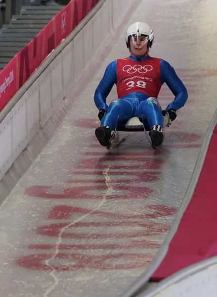 Pyeongchang Korea Południowa Lutego 2018 Kevin Fischnaller Włoch Konkuruje Mężczyzn — Zdjęcie stockowe