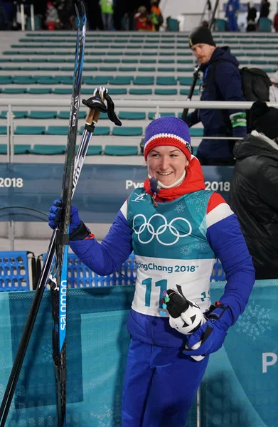 Pyeongchang South Korea February 2018 Silver Medalist Marte Olsbu Norway — Stock Photo, Image