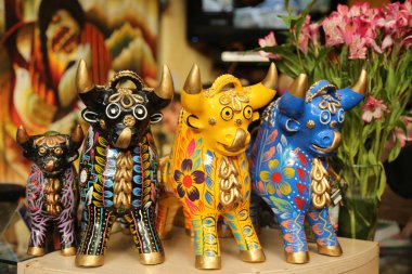 Cuzco, Peru - 4 Ekim 2016: Yerel Hatıra Eşyası Cuzco, Peru