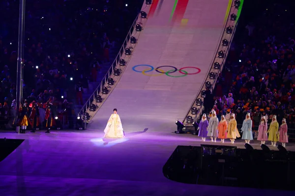 Pyeongchang South Korea Februarie 2018 Ceremonia Deschidere Jocurilor Olimpice Iarnă — Fotografie, imagine de stoc