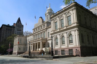New York - 3 Mayıs 2018: New York City Hall. En eski belediye binası hala orijinal toplum fonksiyonları evler Amerika Birleşik Devletleri'nde yapıdır