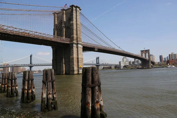 Nova Iorque Maio 2018 Vista Famosa Ponte Brooklyn Porto South — Fotografia de Stock