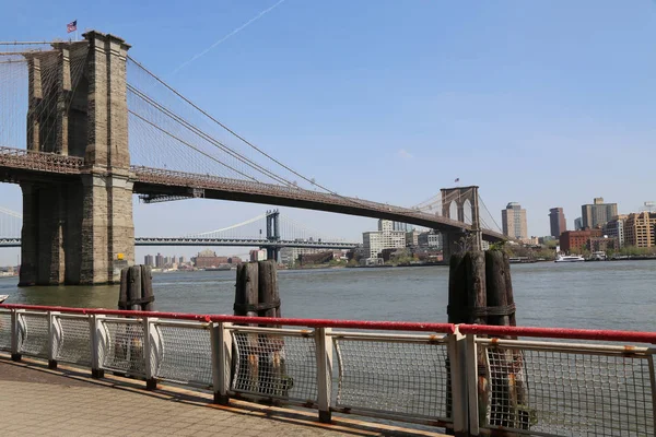 New York May 2018 Famous Brooklyn Bridge View South Street — Stock Photo, Image