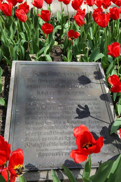 New York Maj 2018 Tecken Bowling Green Offentlig Park Financial — Stockfoto