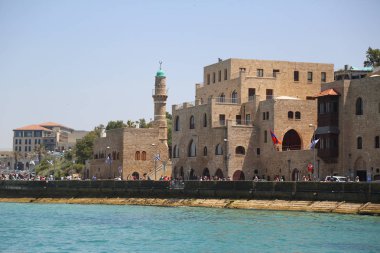 Tel Aviv - Yafa, İsrail - 29 Nisan 2017: Al Bahr Camii veya eski şehir Yafa'nın İsrail'in deniz Camii. O Jaffa İsrail'in en eski kaybolmamış Camiidir. 