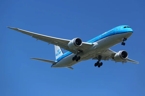 ニューヨーク 2018 Klm オランダ航空ロイヤル オランダ航空ボーイング 787 ニューヨークの Jfk 国際空港に着陸の降順 — ストック写真