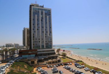 Herzliya, İsrail - 29 Nisan 2017: Beachfront otel Acadia Beach deki Herzliya, İsrail