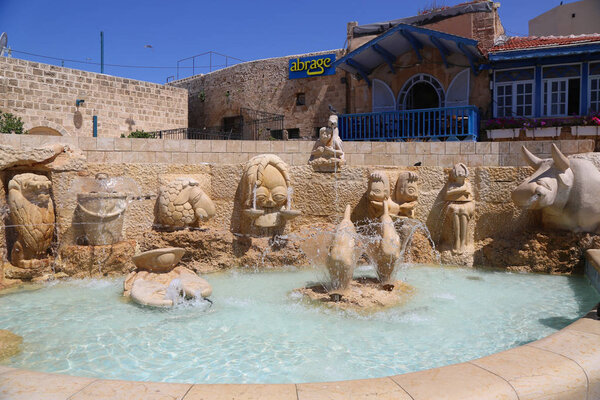 TEL AVIV -JAFFA, ISRAEL - APRIL 29, 2017: Zodiac fountain in Old City of Jaffa, Israel