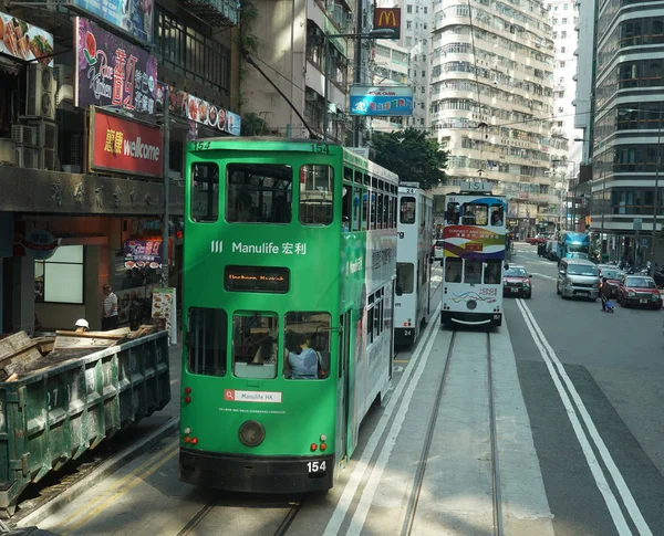 Hong Kong Novembre 2019 Iconico Tram Due Piani Hong Kong — Foto Stock