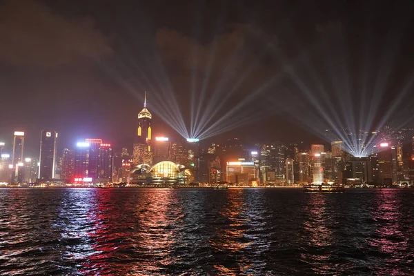 在香港的灯光秀的交响乐 — 图库照片