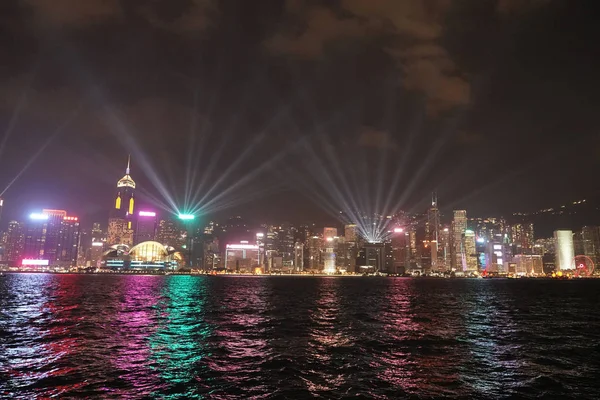 在香港的灯光秀的交响乐 — 图库照片