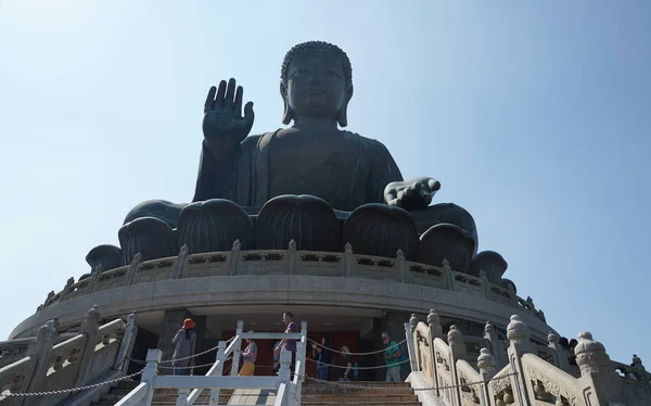 Olbrzymi Budda Opalenizny Klasztoru Lin Jest Szklanica Spiżowa Statua Buddy — Zdjęcie stockowe
