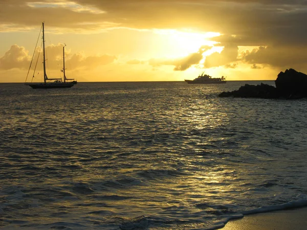 Pôr Sol Praia Caribe — Fotografia de Stock