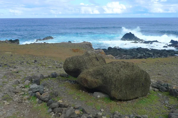 Moui Tombé Île Pâques Chili Île Pâques Compte Moins 313 — Photo