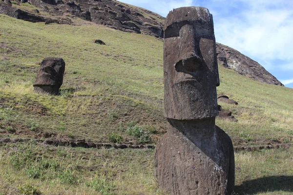 Moai Quarry Ilha Páscoa Chile — Fotografia de Stock