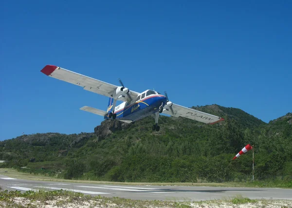 Barts Indies Françaises Ouest Janvier 2008 Décollage Avion Air Caraibes — Photo