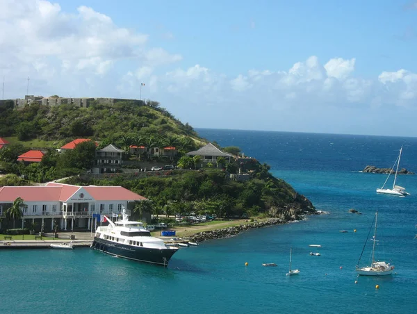 Barts Französisch Westindien Januar 2008 Luftaufnahme Des Hafens Von Gustavia — Stockfoto