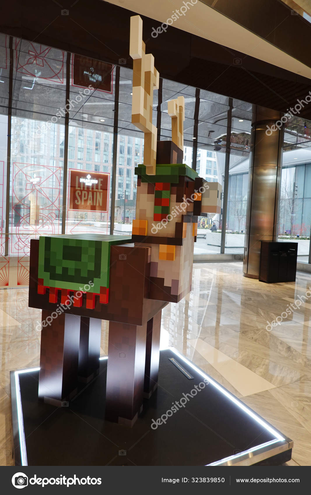 New York December 2019 Festive Jolly Llama Minecraft Earth Statue Stock Editorial Photo C Zhukovsky 323839850