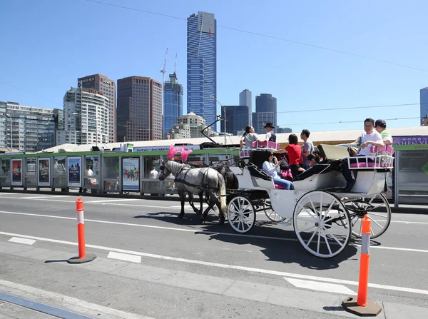 Melbourne Australia Enero 2019 Carruaje Tirado Por Caballos Calle Melbourne — Foto de Stock