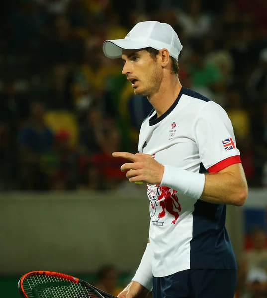 Rio Janeiro Brasil Agosto 2016 Campeón Olímpico Andy Murray Gran —  Fotos de Stock