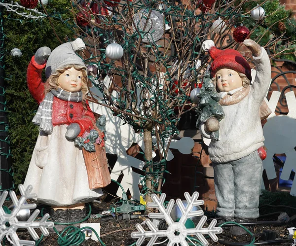 Brooklyn New York December 2019 Christmas House Decoration Display Suburban — Stock Photo, Image