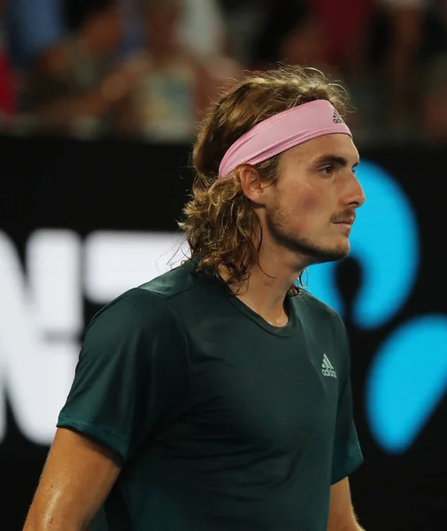 Melbourne Australië Januari 2019 Professionele Tennisspeler Stefanos Tsitsipas Greece Actie — Stockfoto