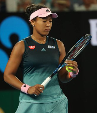 Melbourne, Avustralya - 26 Ocak 2019: Melbourne Park 'ta oynanan 2019 Avustralya Açık' ta Petra Kvitova ile oynanan final karşılaşmasında Japonya Grand Slam Şampiyonu Naomi Osaka