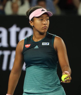 Melbourne, Avustralya - 26 Ocak 2019: Melbourne Park 'ta oynanan 2019 Avustralya Açık' ta Petra Kvitova ile oynanan final karşılaşmasında Japonya Grand Slam Şampiyonu Naomi Osaka