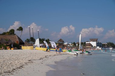Playa Del Carmen, Meksika - 30 Aralık 2017: Playa Del Carmen Meksika Maroma kumsalda mahallinde