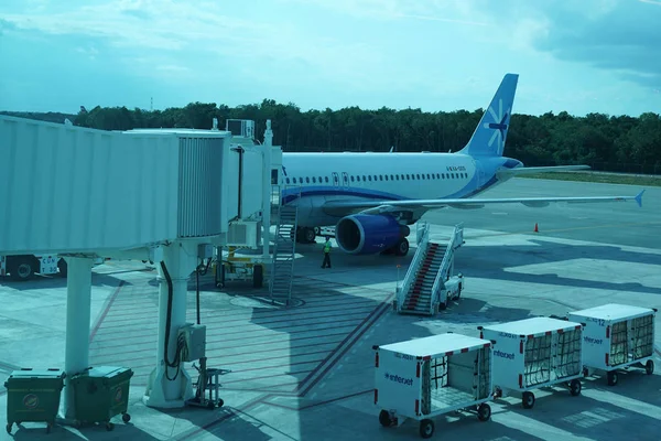 Cancun Mexico Januari 2018 Interjet Vliegtuig Asfalt Cancun International Airport — Stockfoto