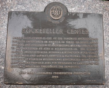 New York - 8 Eylül 2019: Rockefeller Center New York 'un simgesi olarak belirlendi. Rockefeller Merkezi Büyük Buhran sırasında Rockefeller ailesi tarafından inşa edildi. 