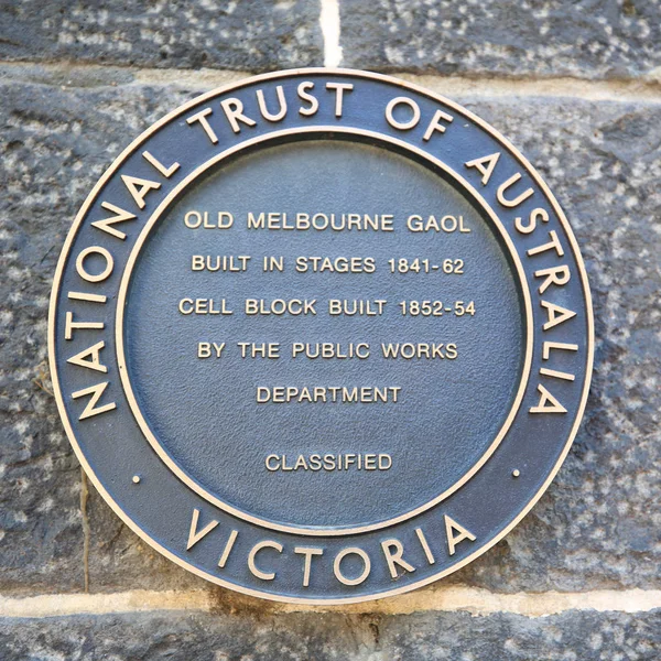 Melbourne Avustralya Ocak 2019 Eski Melbourne Hapishane Tabelası Russell Caddesi — Stok fotoğraf