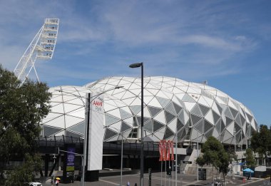 Melbourne, Avustralya - 27 Ocak 2019: Melbourne Dikdörtgen Stadyumu veya Aami Parkı. Spor ve Eğlence Bölgesi 'nde Edwin Flack Field' ın bulunduğu bölgede bulunan bir spor stadyumudur.