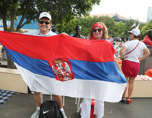 Melbourne Australia January 2019 Serbian Tennis Fans 2019 Australian Open — Stock Photo, Image