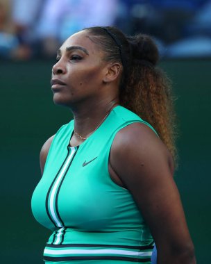 Melbourne, Avustralya - 21 Ocak 2019: 23 kez Grand Slam şampiyonu Serena Williams onun turda 2019 Avustralya Açık Melbourne Park 16 maçın başında Amerika Birleşik Devletleri