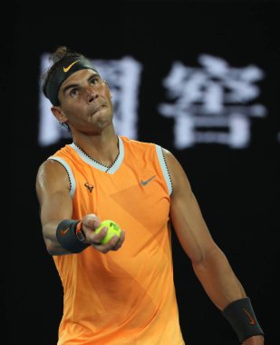 Melbourne, Avustralya - 22 Ocak 2019 'da Melbourne Park' ta oynanan çeyrek final karşılaşmasında 17 Grand Slam şampiyonu İspanyol Rafael Nadal