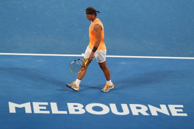 Melbourne, Avustralya - 22 Ocak 2019 'da Melbourne Park' ta oynanan çeyrek final karşılaşmasında 17 Grand Slam şampiyonu İspanyol Rafael Nadal