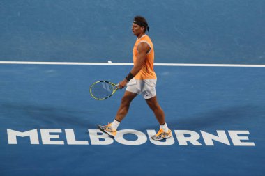 Melbourne, Avustralya - 22 Ocak 2019 'da Melbourne Park' ta oynanan çeyrek final karşılaşmasında 17 Grand Slam şampiyonu İspanyol Rafael Nadal