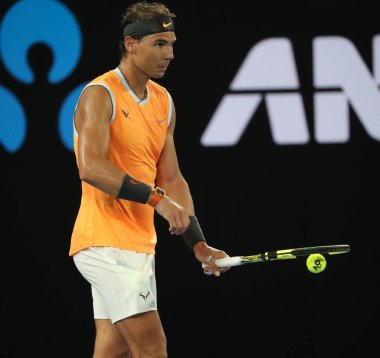 Melbourne, Avustralya - 22 Ocak 2019 'da Melbourne Park' ta oynanan çeyrek final karşılaşmasında 17 Grand Slam şampiyonu İspanyol Rafael Nadal