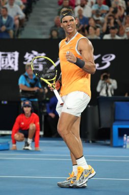 Melbourne, Avustralya - 22 Ocak 2019 'da Melbourne Park' ta oynanan çeyrek final karşılaşmasında 17 Grand Slam şampiyonu İspanyol Rafael Nadal