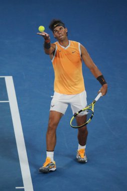 Melbourne, Avustralya - 22 Ocak 2019 'da Melbourne Park' ta oynanan çeyrek final karşılaşmasında 17 Grand Slam şampiyonu İspanyol Rafael Nadal