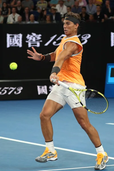 Melbourne, Avustralya - 22 Ocak 2019 'da Melbourne Park' ta oynanan çeyrek final karşılaşmasında 17 Grand Slam şampiyonu İspanyol Rafael Nadal