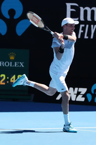 メルボルン オーストラリア 2019年1月21日 プロテニス選手ロベルト バウティスタ アグット スペイン が2019年第4四半期のオーストラリアオープンで活躍 — ストック写真