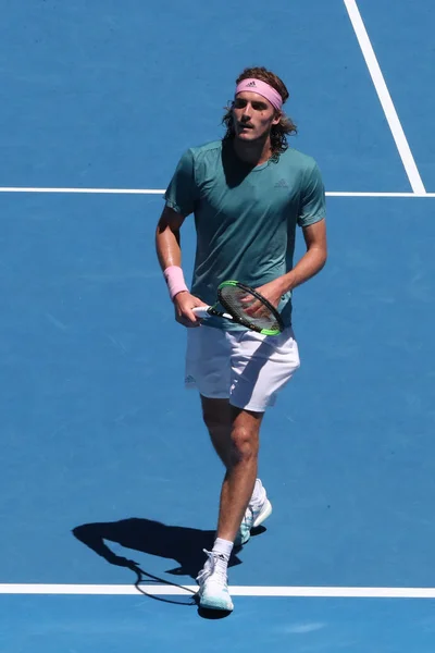 Melbourne Australia Gennaio 2019 Tennista Professionista Stefanos Tsitsipas Grecia Azione — Foto Stock