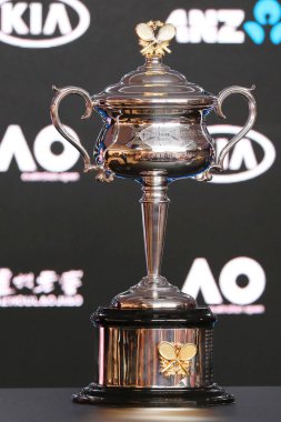 Melbourne, Avustralya - 26 Ocak 2019 Avustralya Açık Bayanlar Açık Tekler Kupası, Daphne Akhurst Anma Kupası, 2019 Avustralya Açık Şampiyonu Naomi Osaka basın toplantısı 