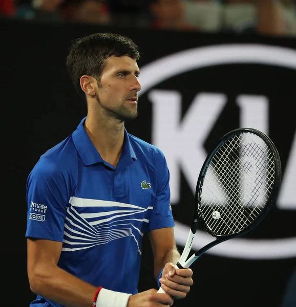 Melbourne Austrália Janeiro 2019 Vezes Campeão Grand Slam Novak Djokovic — Fotografia de Stock